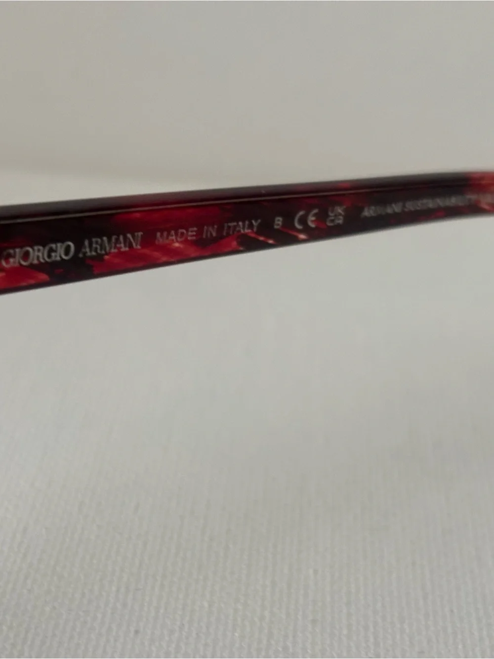 Giorgio Armani Women's Red Tortoiseshell Cat-Eye Optical Frames